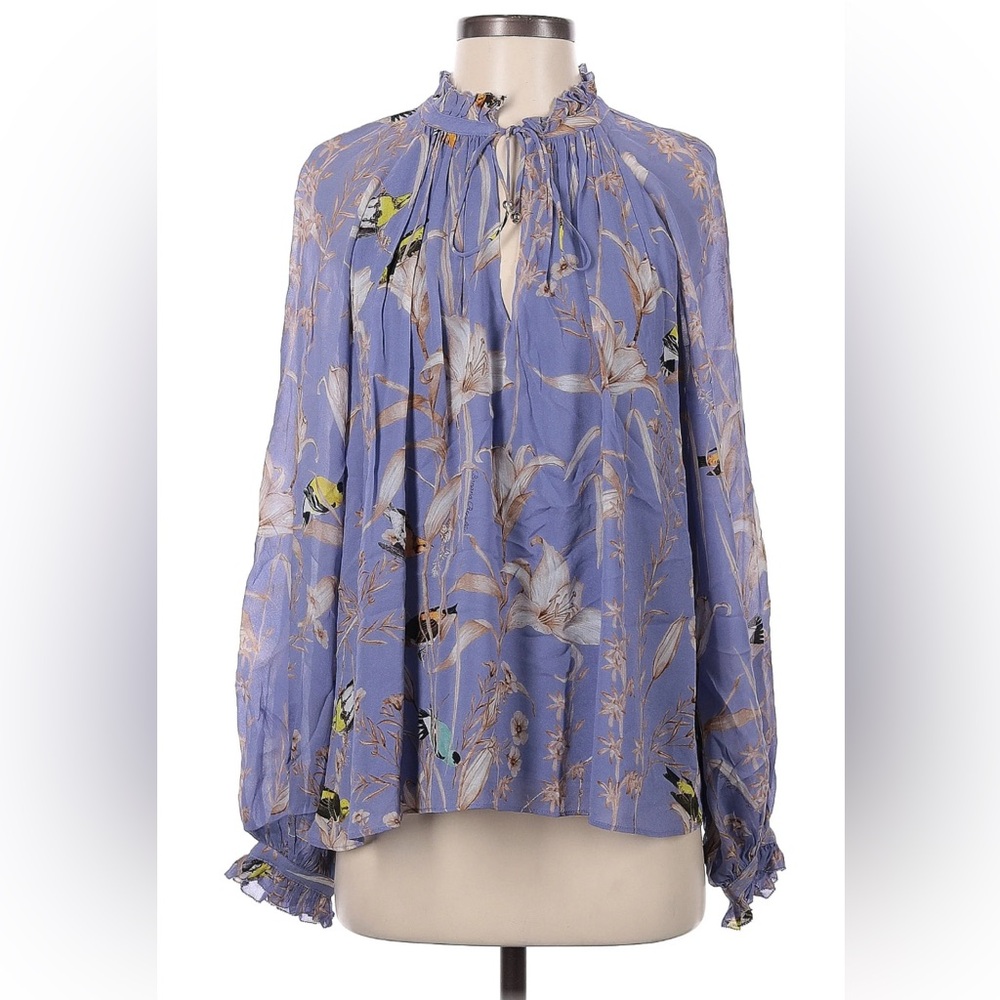 Banana Republic Long Sleeve Bird Print Blouse Size XS